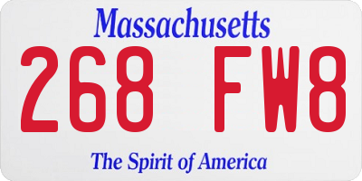 MA license plate 268FW8
