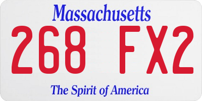 MA license plate 268FX2