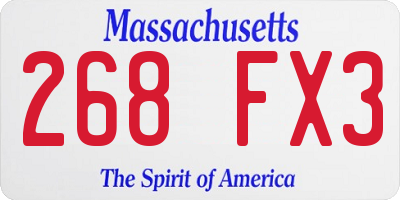 MA license plate 268FX3