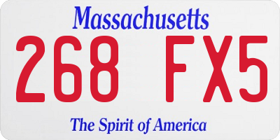 MA license plate 268FX5