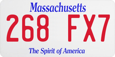 MA license plate 268FX7