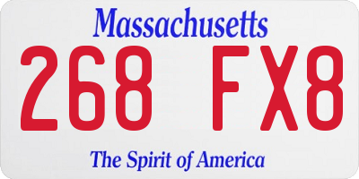 MA license plate 268FX8