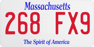 MA license plate 268FX9