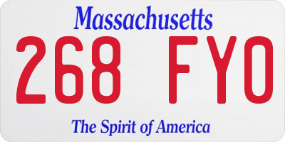 MA license plate 268FY0