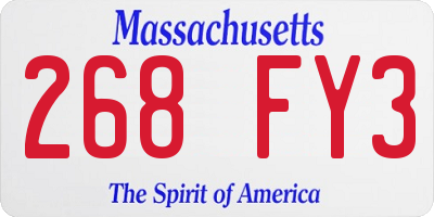 MA license plate 268FY3