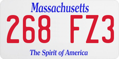 MA license plate 268FZ3
