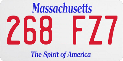 MA license plate 268FZ7