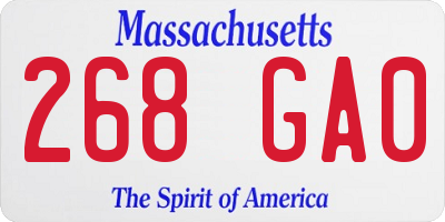 MA license plate 268GA0
