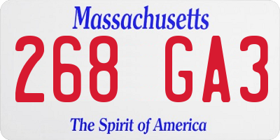 MA license plate 268GA3