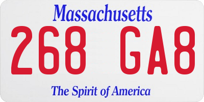 MA license plate 268GA8