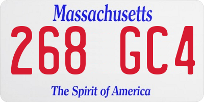 MA license plate 268GC4