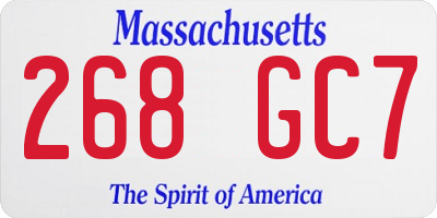 MA license plate 268GC7
