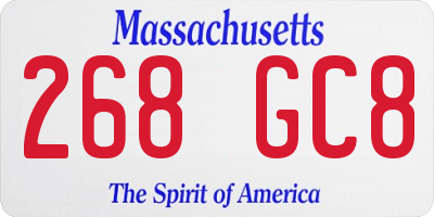 MA license plate 268GC8
