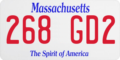 MA license plate 268GD2