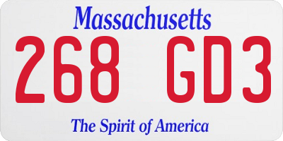 MA license plate 268GD3
