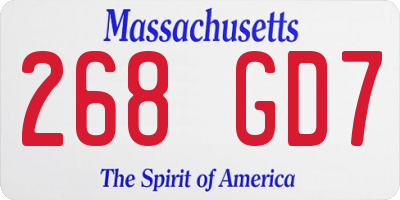 MA license plate 268GD7