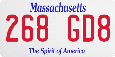 MA license plate 268GD8