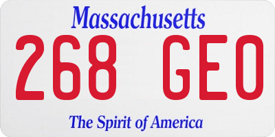 MA license plate 268GE0
