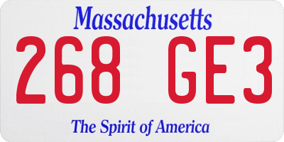 MA license plate 268GE3