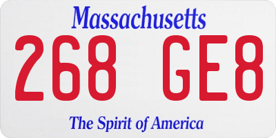 MA license plate 268GE8