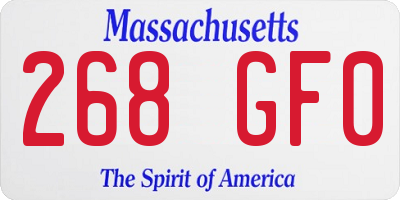 MA license plate 268GF0