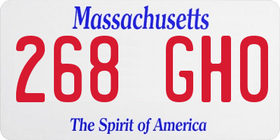 MA license plate 268GH0