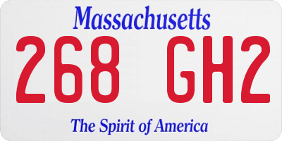 MA license plate 268GH2