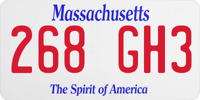 MA license plate 268GH3