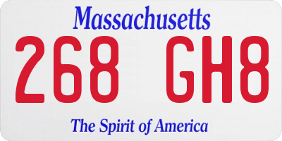 MA license plate 268GH8