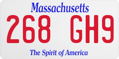 MA license plate 268GH9