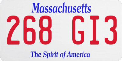 MA license plate 268GI3