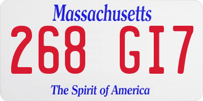 MA license plate 268GI7