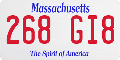 MA license plate 268GI8
