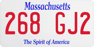 MA license plate 268GJ2