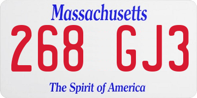 MA license plate 268GJ3