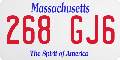 MA license plate 268GJ6