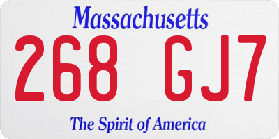 MA license plate 268GJ7