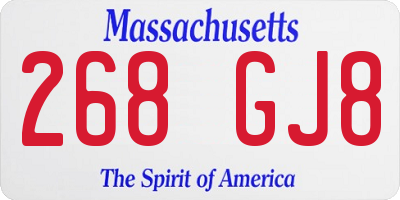 MA license plate 268GJ8