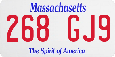 MA license plate 268GJ9