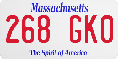 MA license plate 268GK0