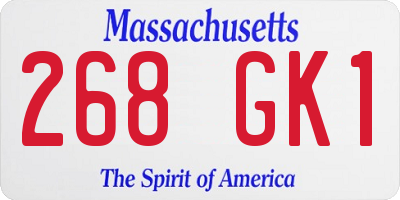 MA license plate 268GK1