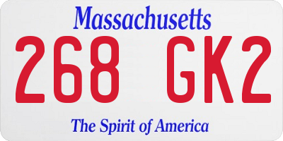MA license plate 268GK2