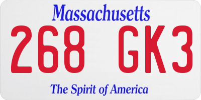 MA license plate 268GK3