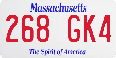 MA license plate 268GK4