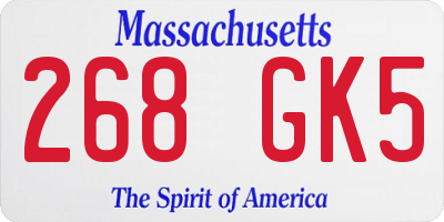 MA license plate 268GK5