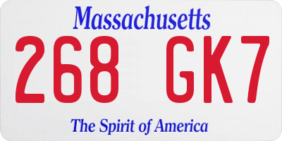 MA license plate 268GK7