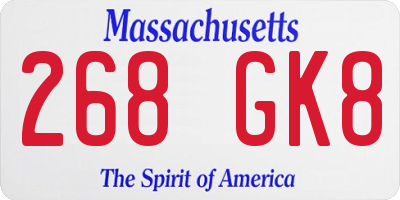 MA license plate 268GK8