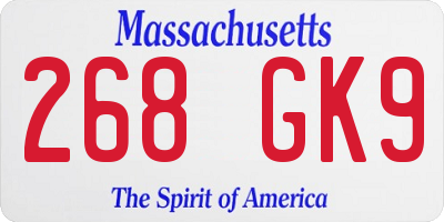 MA license plate 268GK9