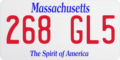 MA license plate 268GL5