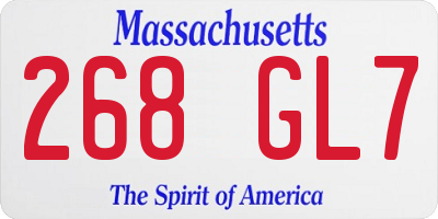 MA license plate 268GL7